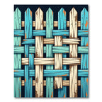 Rustic Teal and Cream Woven Fence Rug
