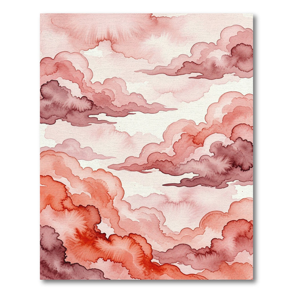 Watercolor Crimson Cloudscape Abstract Art Rug