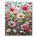 Whimsical Pink Cosmos Flower Field Rug