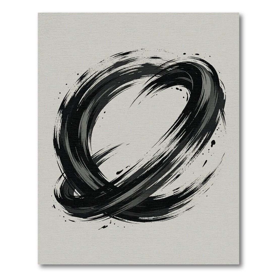 Ink Brush Swirl Abstract Oval Design Rug