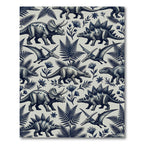 Vintage Navy Dinosaur Botanical Illustration Rug