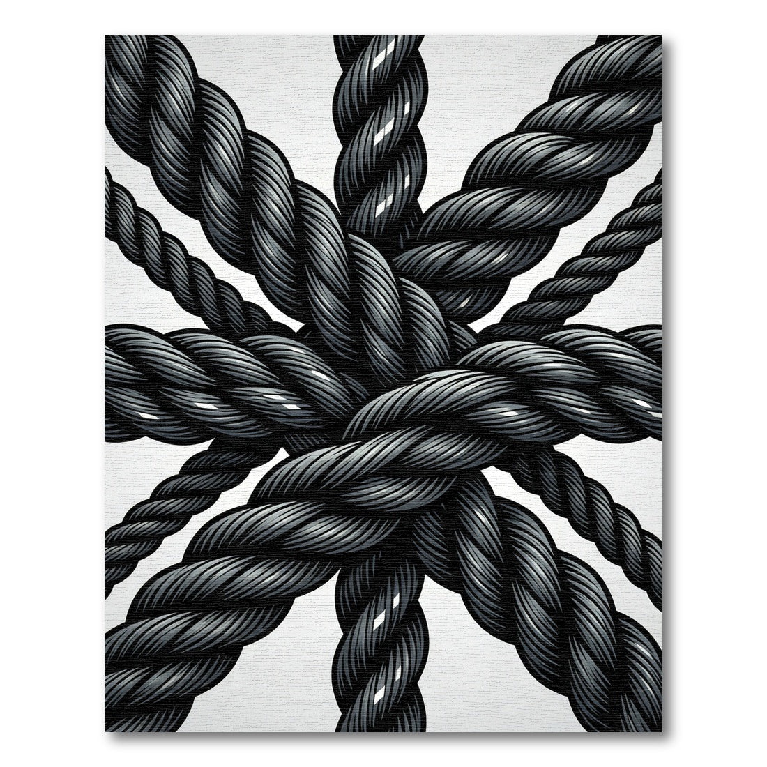 Dark Gray Rope Knotted Arrangement Rug