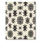 Minimalist Cream Black Abstract Tribal Symbol Rug