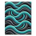 Abstract Teal and Charcoal Fluid Wave Rug