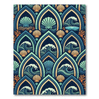 Art Deco Coastal Seashell Ocean Wave Rug
