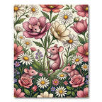Whimsical Pink Mouse Floral Garden Rug