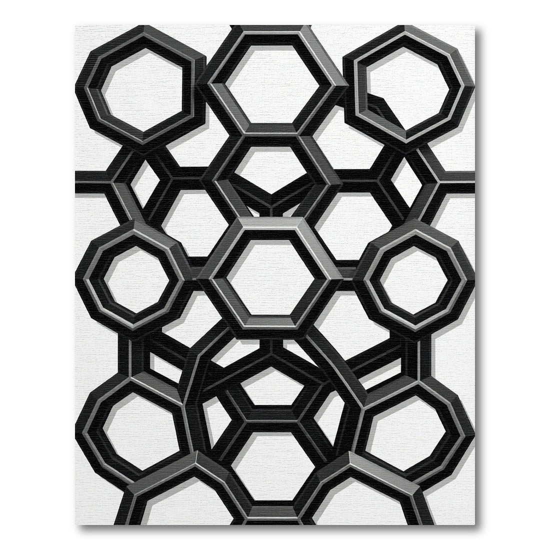 Modern Black Geometric Hexagon Arrangement Rug