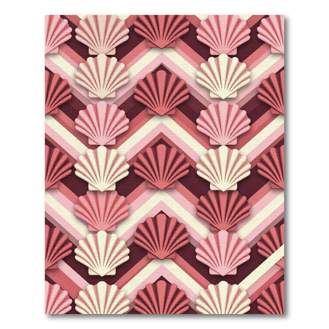 Coral Shell Chevron Geometric Accent Rug