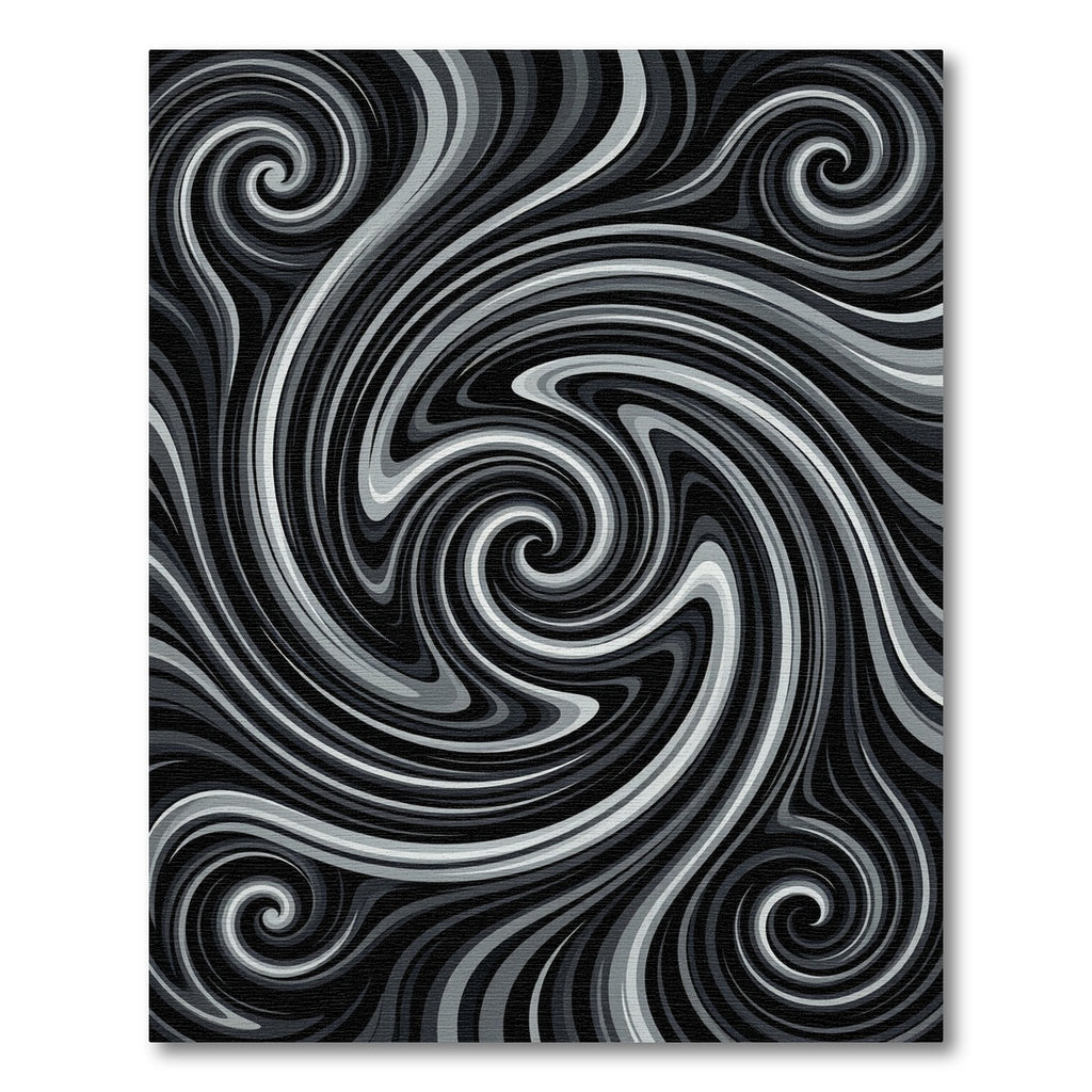 Abstract Gray Swirl Vortex Rug
