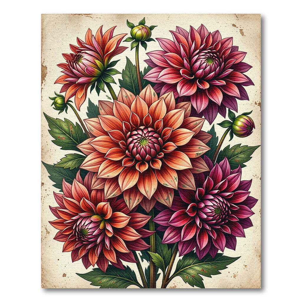 Botanical Dahlia Bouquet Radiant Floral Rug