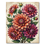 Botanical Dahlia Bouquet Radiant Floral Rug