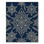 Midnight Blue Celestial Gold Starry Geometric Rug