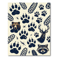 Wildlife Forest Animal Tracks Cream Artwork Rug