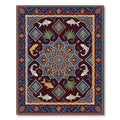 Rich Burgundy Fish Medallion Border Rug