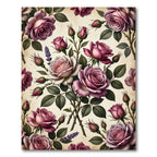Blushing Rose Floral Botanical Art Rug