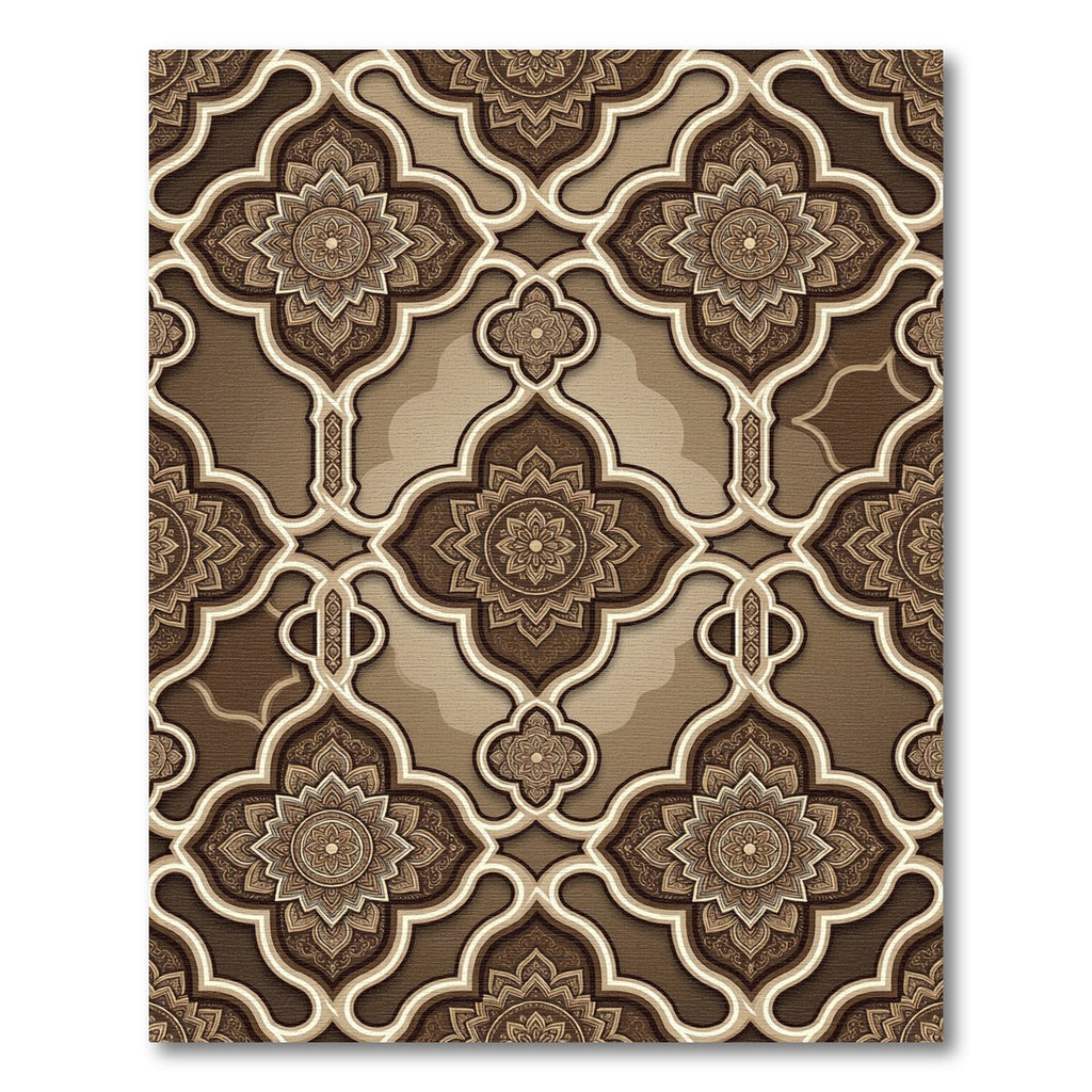 Elegant Bronze Filigree Ornate Damask Rug