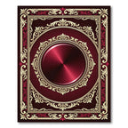 Victorian Red Golden Medallion Frame Rug