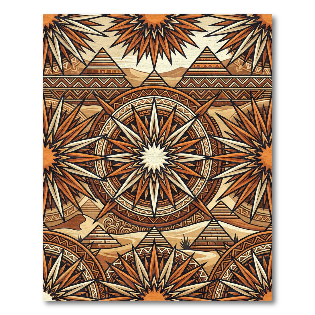 Golden Sun Ancient Pyramid Geometric Rug