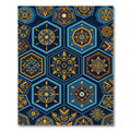 Indigo Gold Geometric Hexagon Mandala Tile Rug
