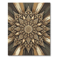 Golden Ornate Floral Sunburst Medallion Rug