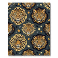 Bold Leopard Faces Gold Accents Rug