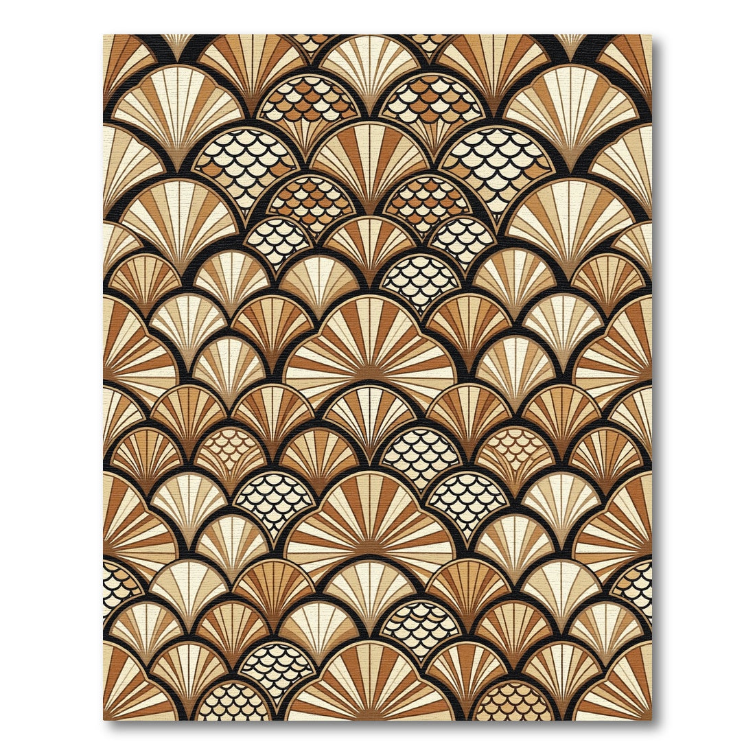 Art Deco Fan Scallop Brown Rug
