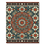 Art Deco Crimson Star Geometric Medallion Rug