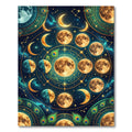 Celestial Lunar Orbit Peacock Feather Art Rug
