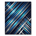 Modern Blue Silver Diagonal Linear Rug