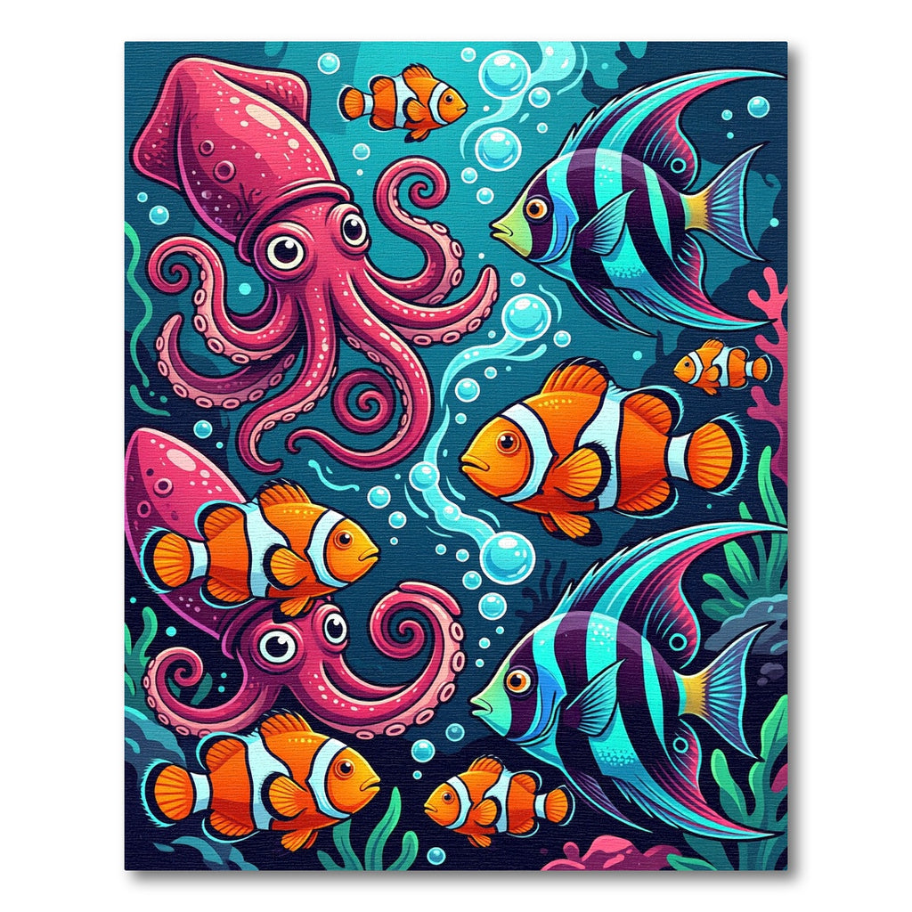 Vibrant Underwater Coral Reef Marine Life Rug
