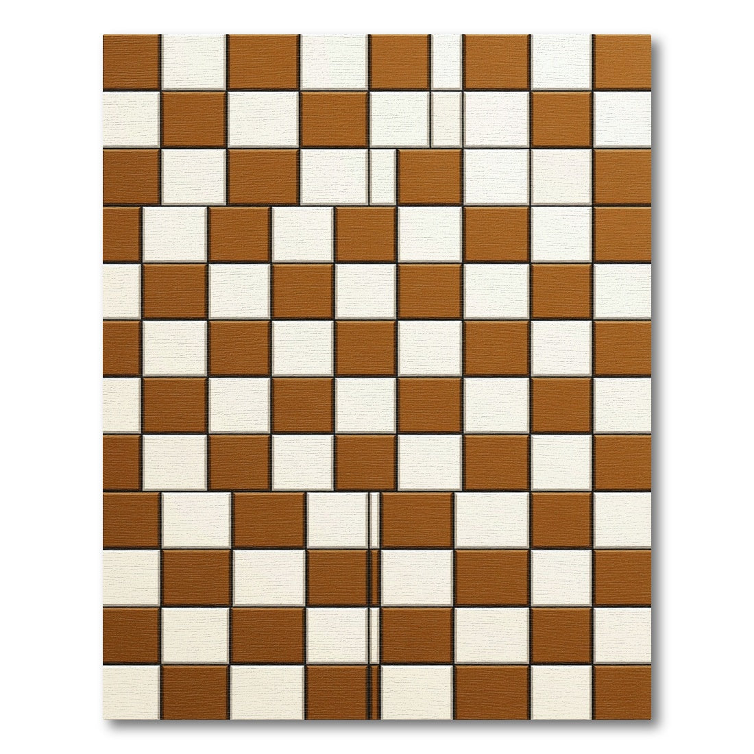 Modern Burnt Sienna Geometric Checkerboard Rug