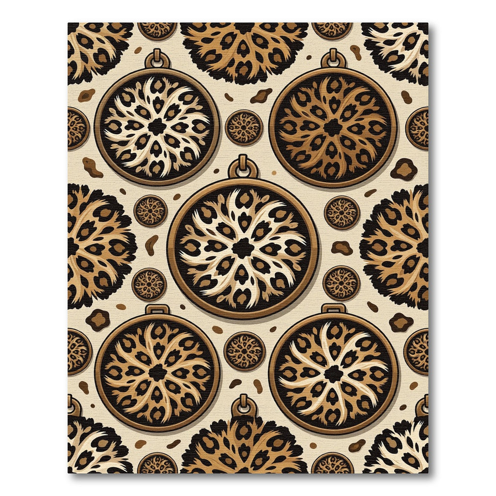 Leopard Medallion Round Ornate Rug
