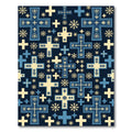 Navy Blue And Cream Cross Snowflake Pattern Rug
