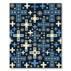 Navy Blue And Cream Cross Snowflake Pattern Rug
