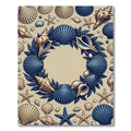 Blue and Gold Seashell Wreath Rug