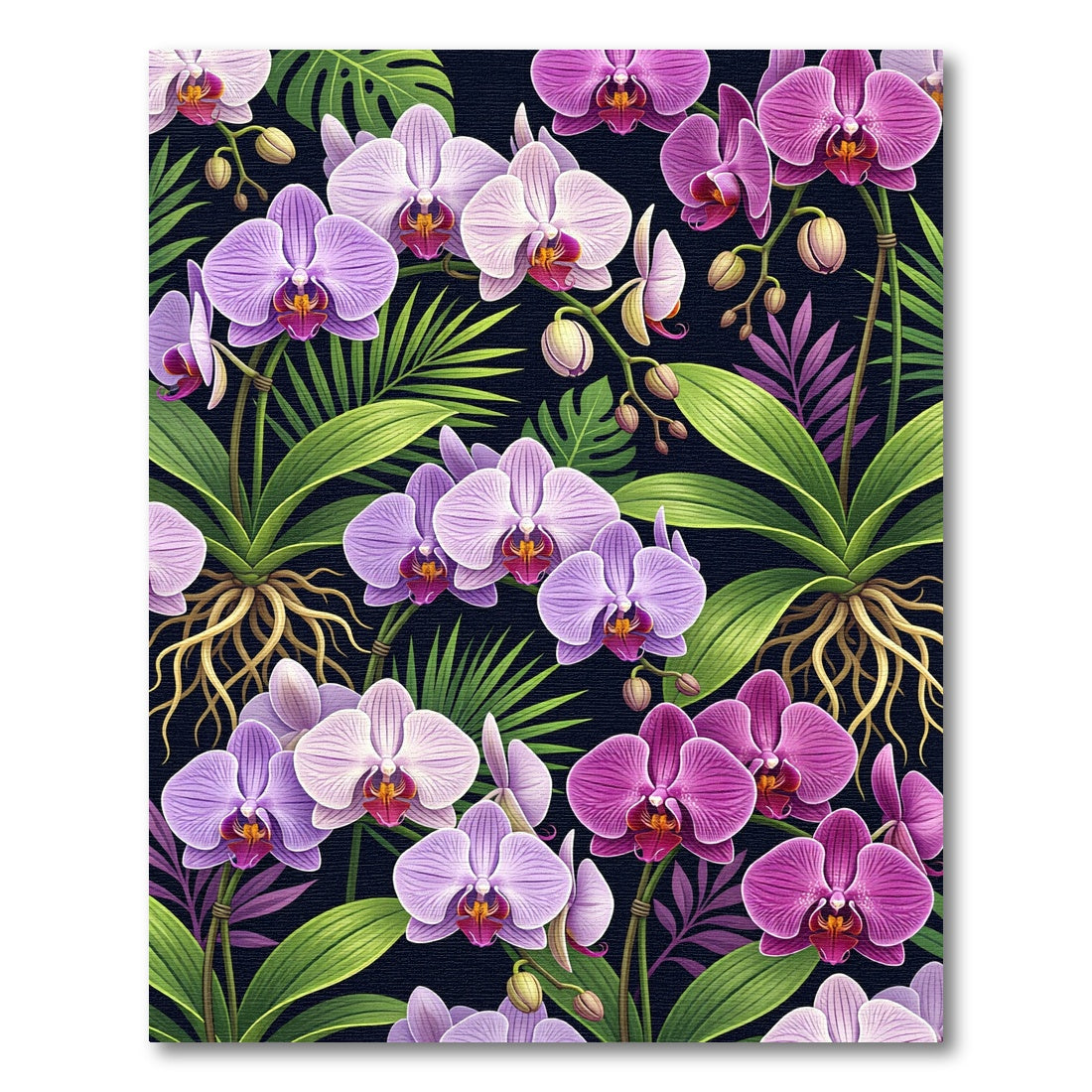Vibrant Purple Orchid Tropical Floral Rug