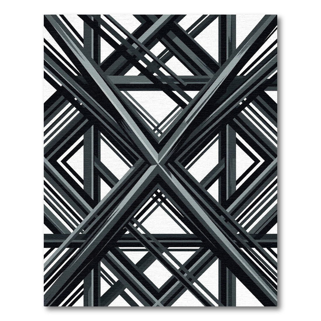 Modern Geometric Charcoal Intersecting Linear Rug