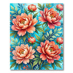 Coral Bloom Garden Watercolor Rug