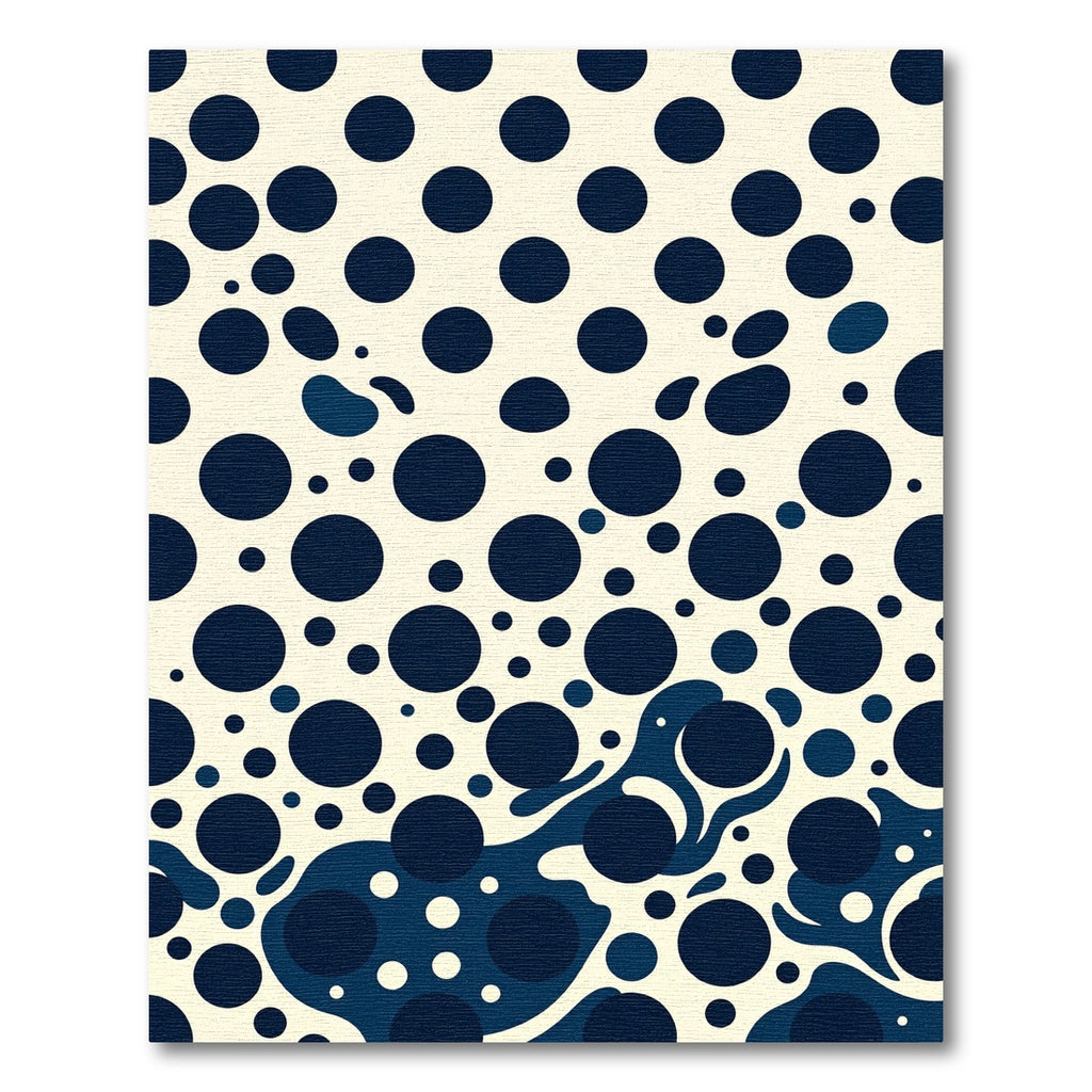 Deep Navy Abstract Polka Dot Wave Rug
