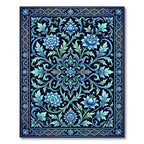 Azure Floral Ornamental Botanical Medallion Rug