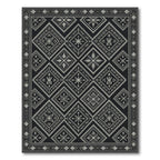 Monochrome Geometric Tribal Diamond Charcoal Rug