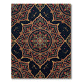Ornate Crimson Gold Starburst Mandala Rug