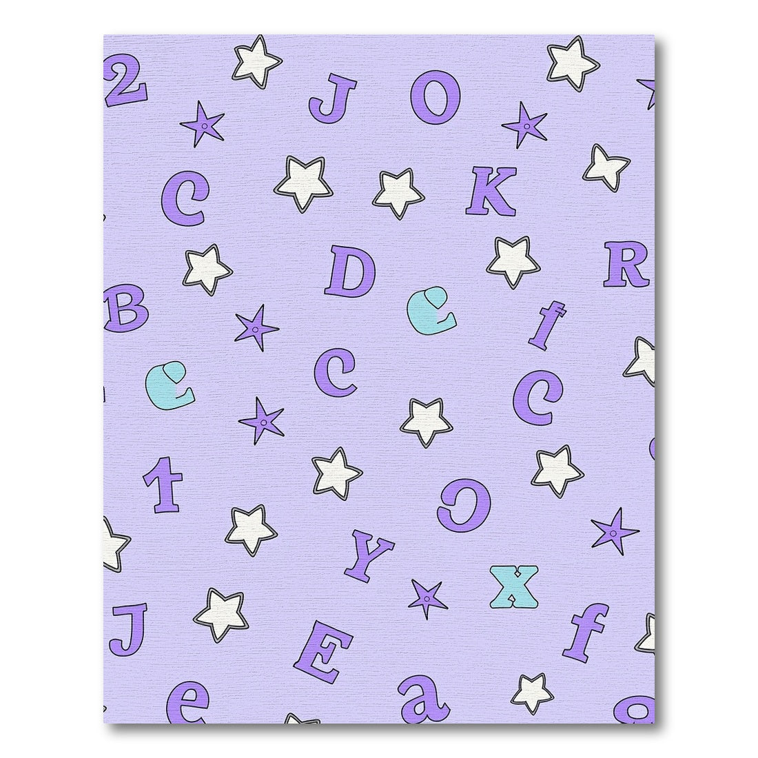 Lavender Alphabet Star Scatter Rug
