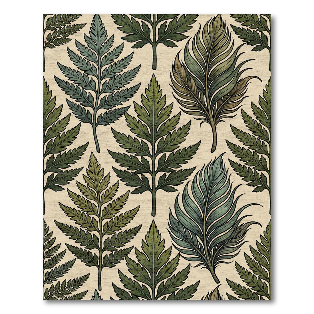 Emerald Green Tropical Leaf Arrangement Rug