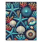 Vibrant Aquatic Starfish and Coral Reef Rug