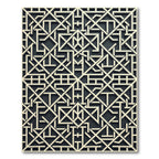 Cream and Charcoal Geometric Maze Rug