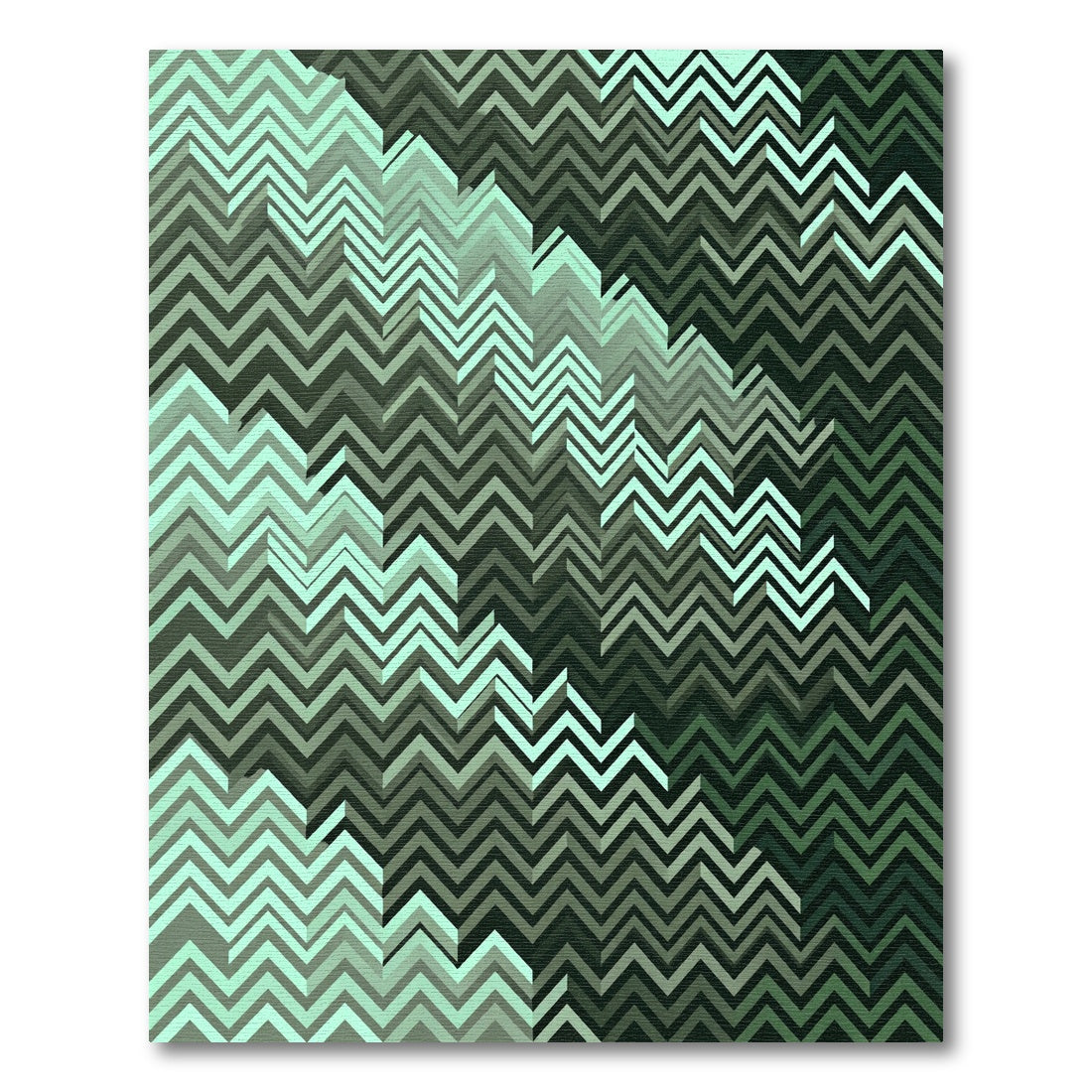 Ombre Mint Green Chevron Pattern Rug