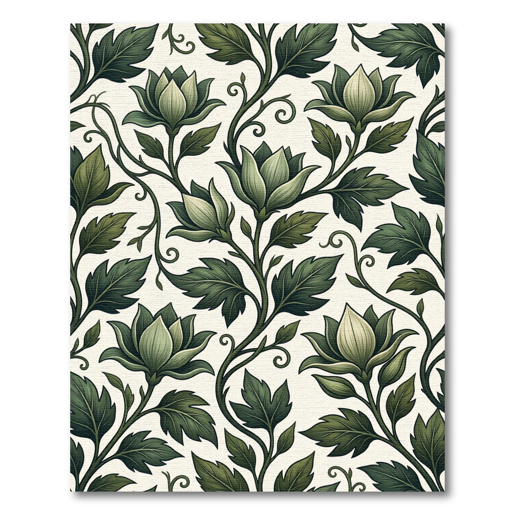 Verdant Green Floral Vine Arrangement Rug