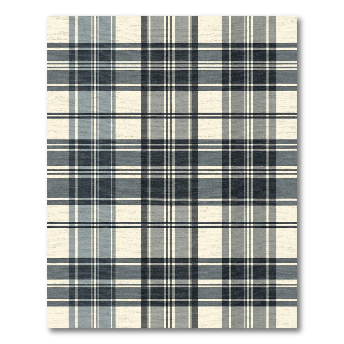 Classic Cream Navy Blue Plaid Square Rug