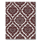 Deep Burgundy Ornate Heart Damask Rug